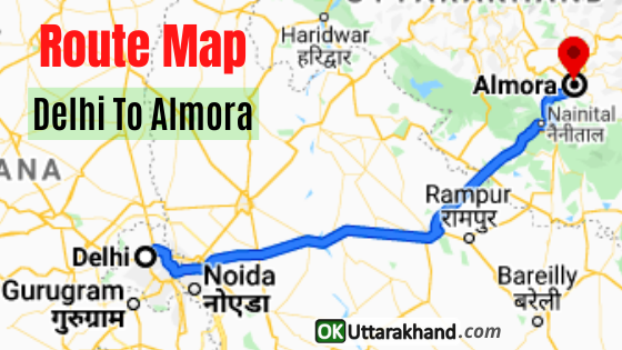 delhi to almora route map